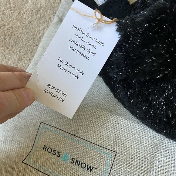 NWT Ross & Snow Julia Exposed Lamb Fur Shearling Slide Slippers Women's 5 - Picture 3 of 3